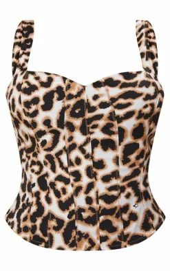 Shape Brown Woven Leopard Zip Up Long Top