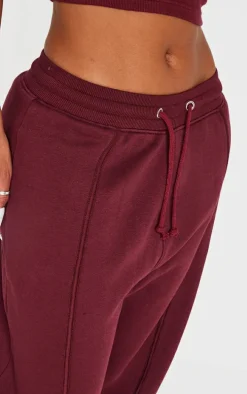 Shape Burgundy Binded High Waist Wide Leg Sweatpants