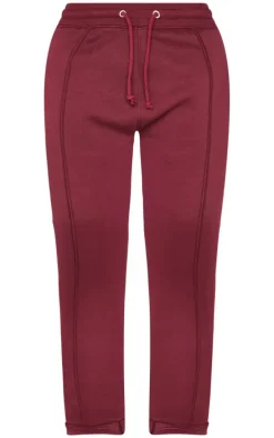 Shape Burgundy Binded High Waist Wide Leg Sweatpants