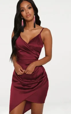 Shape Burgundy Satin Wrap Dress