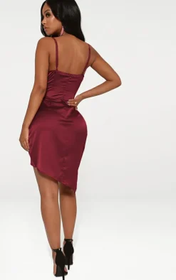 Shape Burgundy Satin Wrap Dress