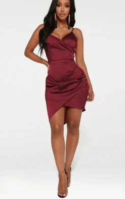 Shape Burgundy Satin Wrap Dress