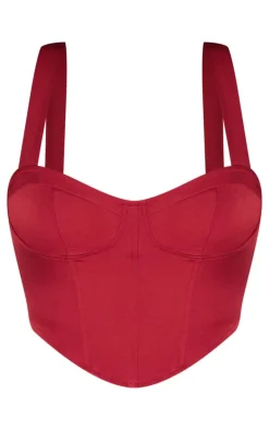 Shape Burgundy Woven Corset Crop Top