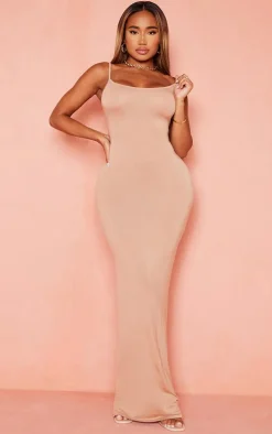 Shape Camel Jersey Strappy Maxi Dress