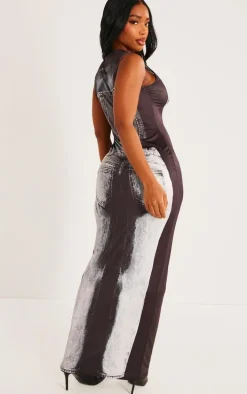 Shape Charcoal Body Denim Print Sleeveless Maxi Dress