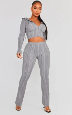 Shape Charcoal Contrast Knit Zip Up Jacket