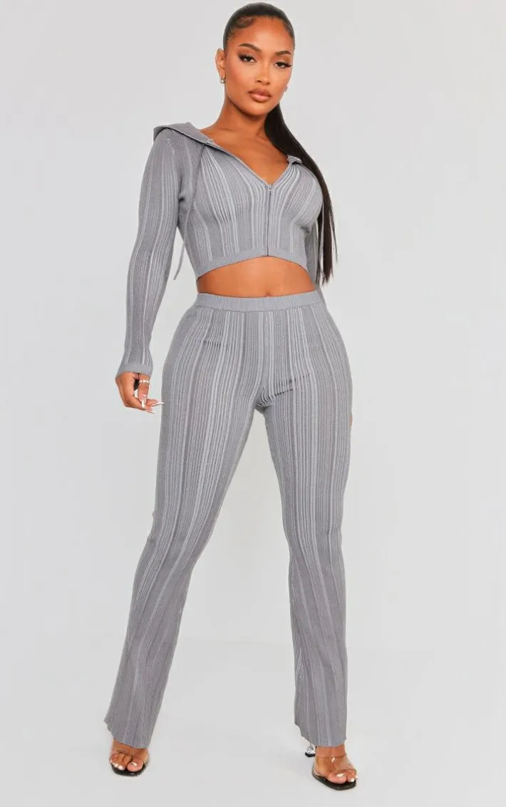 Shape Charcoal Contrast Knit Zip Up Jacket