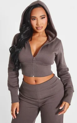 Shape Charcoal Fitted Cropped Hoodie