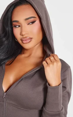 Shape Charcoal Fitted Cropped Hoodie