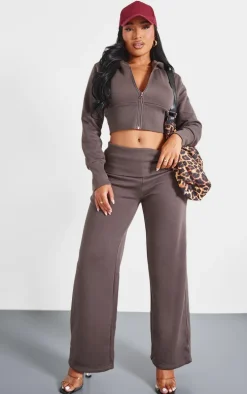 Shape Charcoal Foldover Waist Flare Sweatpants
