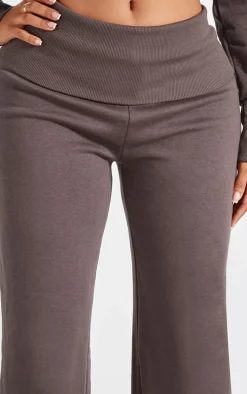 Shape Charcoal Foldover Waist Flare Sweatpants