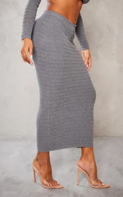 Shape Charcoal Grey Panelled Knit Midaxi Skirt