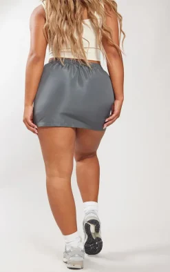 Shape Charcoal Grey Shell Toggle Waist Cargo Mini Skirt