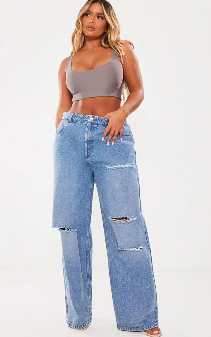 Shape Charcoal Grey Slinky Square Neck Crop Top