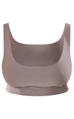 Shape Charcoal Grey Slinky Square Neck Crop Top
