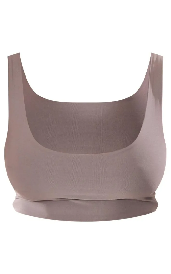 Shape Charcoal Grey Slinky Square Neck Crop Top