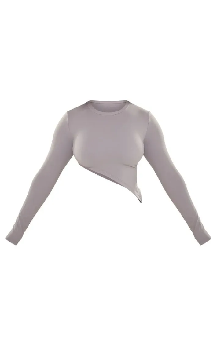 Shape Charcoal Sculpted Long Sleeve Asymmetric Crop Top