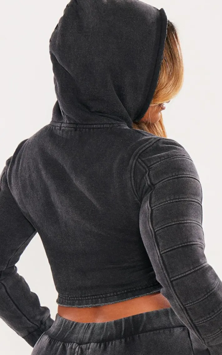 Shape Charcoal Washed Sweat Cut Out Hoodie