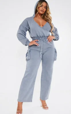 Shape Charcoal Washed Sweat Plunge Neck Jumpsuit