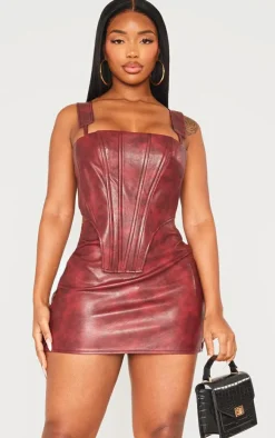 Shape Cherry Red Faux Leather Corset