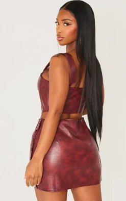 Shape Cherry Red Faux Leather Corset