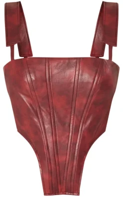 Shape Cherry Red Faux Leather Corset
