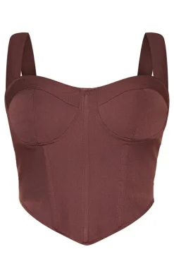 Shape Chocolate Brown Woven Corset Crop Top