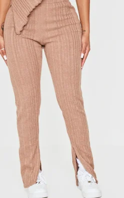 Shape Chocolate Brushed Rib Side Split Leggings