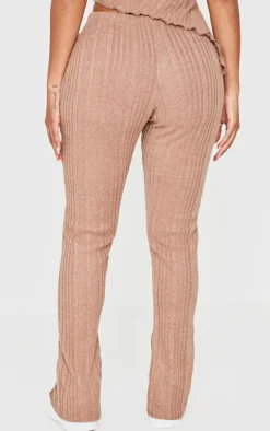 Shape Chocolate Brushed Rib Side Split Leggings