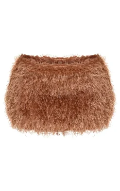 Shape Chocolate Low Rise Faux Leather Tassle Mini Skirt