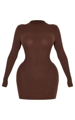 Shape Chocolate Rib Knit Mini Dress