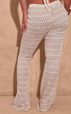 Shape Cream Cut Out Textured Flare Pants