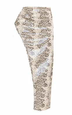 Shape Cream Faux Leather Snake Print Asymmetric Midaxi Skirt