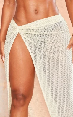 Shape Cream High Split Maxi Skirt