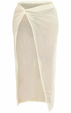 Shape Cream High Split Maxi Skirt