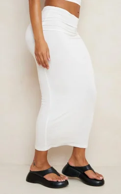 Shape Cream Jersey Low Waist Maxi Skirt