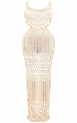 Shape Cream Knit Cut Out Maxi Dress