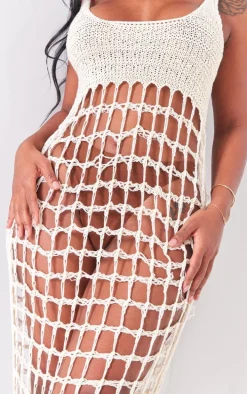 Shape Cream Knit Panel Detail Maxi Dress