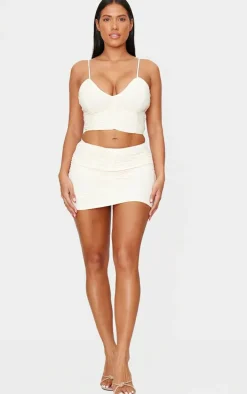 Shape Cream Plunge Front Ruched Cami Top