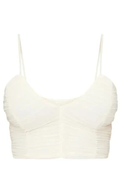 Shape Cream Plunge Front Ruched Cami Top
