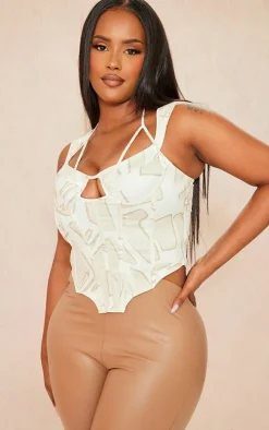 Shape Cream Printed Cup Detail Corset