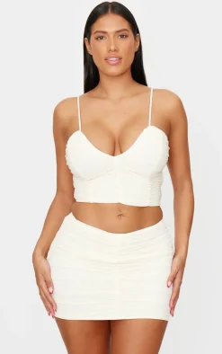 Shape Cream Ruched Mini Skirt