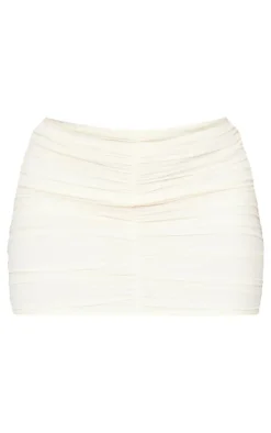 Shape Cream Ruched Mini Skirt