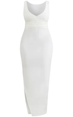 Shape Cream Sleeveless Ruched Bust Slinky Midaxi Dress