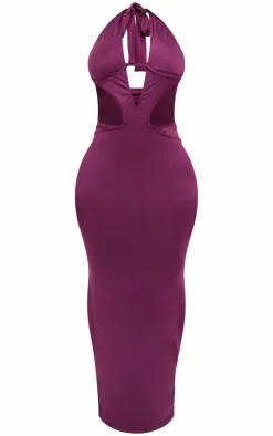 Shape Dark Purple Bralet Detail Cut Out Front Maxi Dress