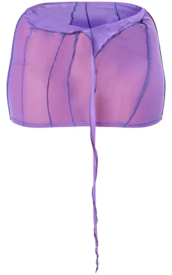 Shape Dark Purple Mesh Seam Detail Cut Out Mini Skirt
