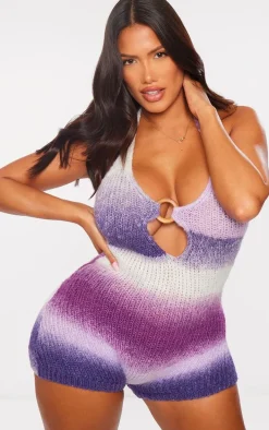 Shape Dark Purple Ombre Knit Ring Detail Unitard
