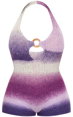 Shape Dark Purple Ombre Knit Ring Detail Unitard