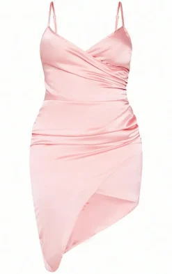 Shape Dusty Pink Satin Wrap Dress
