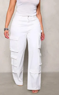 Shape Ecru Pocket Wide Leg Cargo Jeans